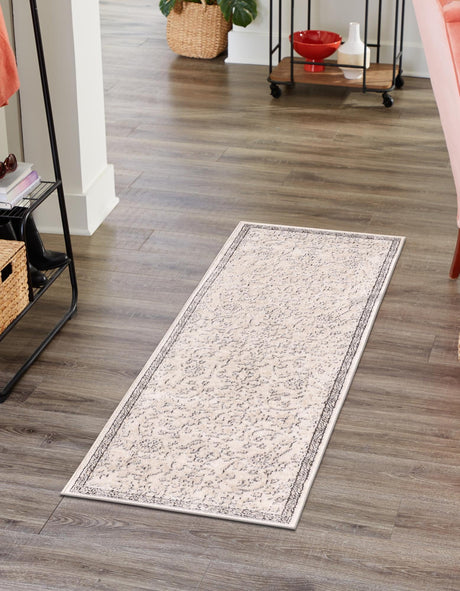 Ivory 2' x 8' Portland Runner Area Rug 85% Polypropylene & 15% Polyester Vintage Distressed Traditional Carpet for Home Decor for Sale at Rug Engine