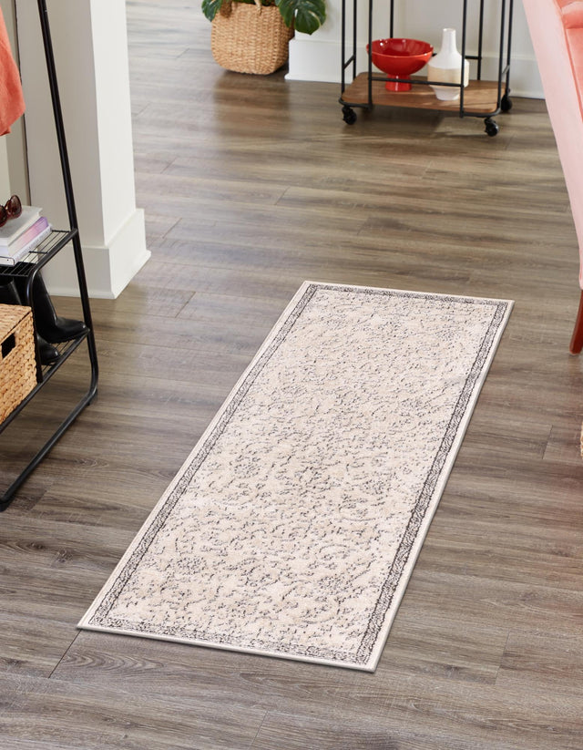 Ivory 2' x 8' Portland Runner Area Rug 85% Polypropylene & 15% Polyester Vintage Distressed Traditional Carpet for Home Decor for Sale at Rug Engine
