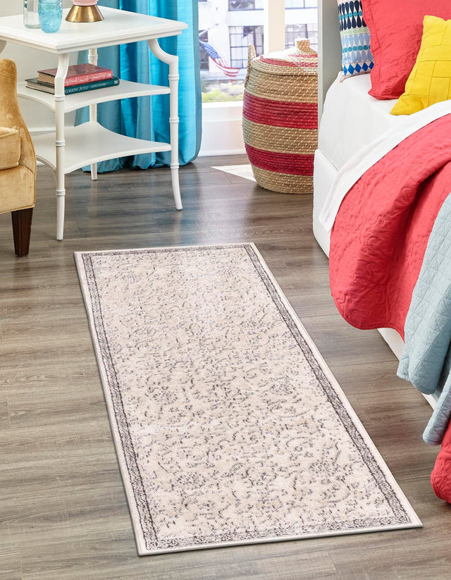 Ivory 2' 2 x 12' Portland Runner Area Rug 85% Polypropylene & 15% Polyester Vintage Distressed Traditional Carpet for Home Decor for Sale at Rug Engine