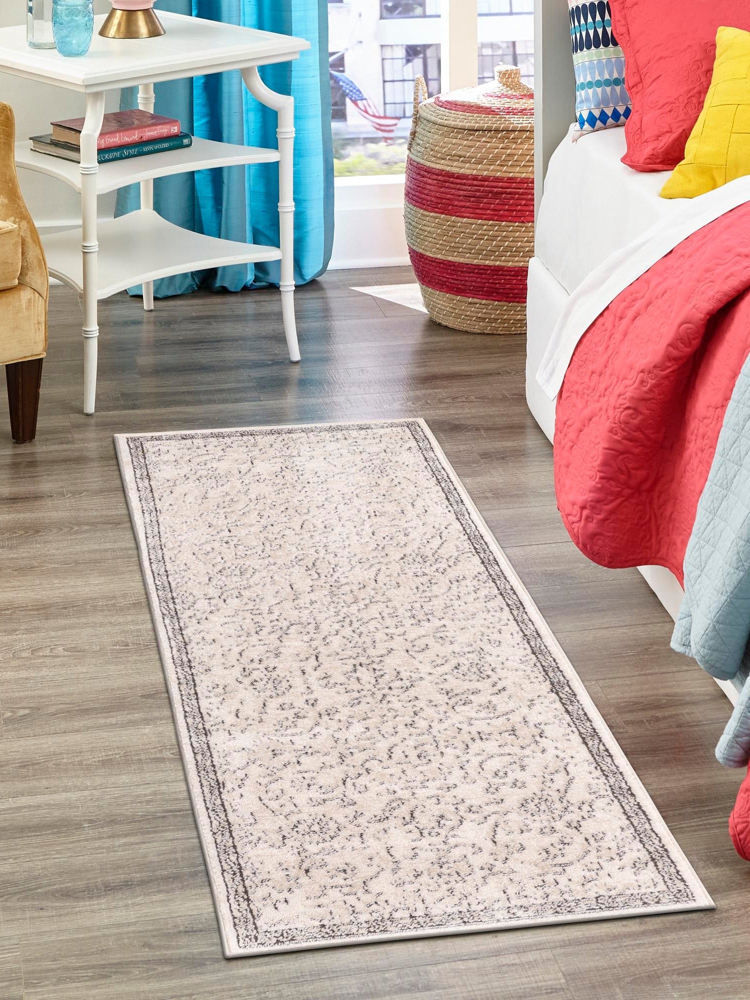 Ivory 2' x 6' 1 Portland Runner Area Rug 85% Polypropylene & 15% Polyester Vintage Distressed Traditional Carpet for Home Decor for Sale at Rug Engine