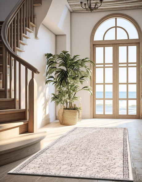 Ivory 2' x 8' Portland Runner Area Rug 85% Polypropylene & 15% Polyester Vintage Distressed Traditional Carpet for Home Decor for Sale at Rug Engine