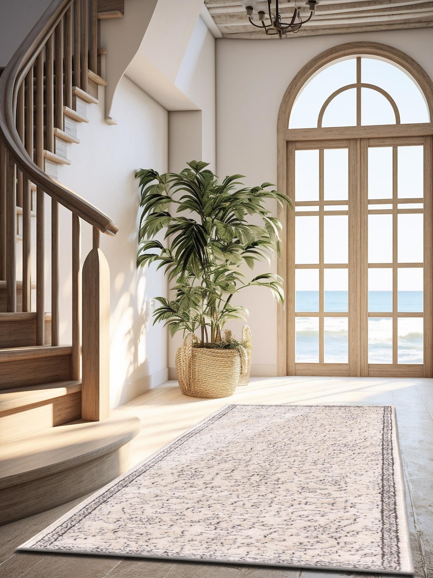 Ivory 2' x 6' 1 Portland Runner Area Rug 85% Polypropylene & 15% Polyester Vintage Distressed Traditional Carpet for Home Decor for Sale at Rug Engine