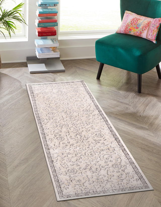 Ivory 2' x 6' 1 Portland Runner Area Rug 85% Polypropylene & 15% Polyester Vintage Distressed Traditional Carpet for Home Decor for Sale at Rug Engine