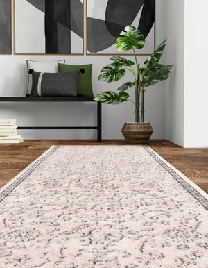 Ivory 2' x 8' Portland Runner Area Rug 85% Polypropylene & 15% Polyester Vintage Distressed Traditional Carpet for Home Decor for Sale at Rug Engine