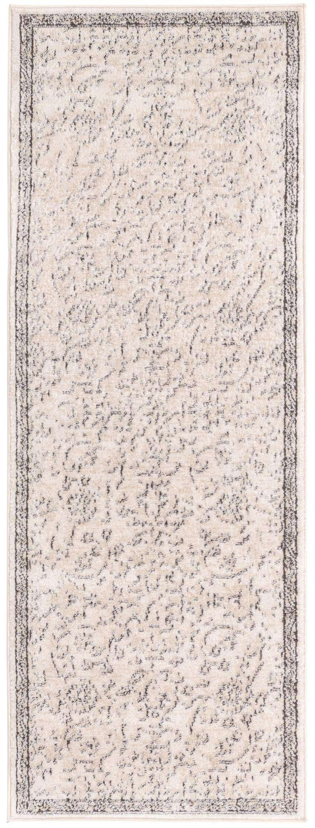 Ivory 2' x 6' 1 Portland Runner Area Rug 85% Polypropylene & 15% Polyester Vintage Distressed Traditional Carpet for Home Decor for Sale at Rug Engine