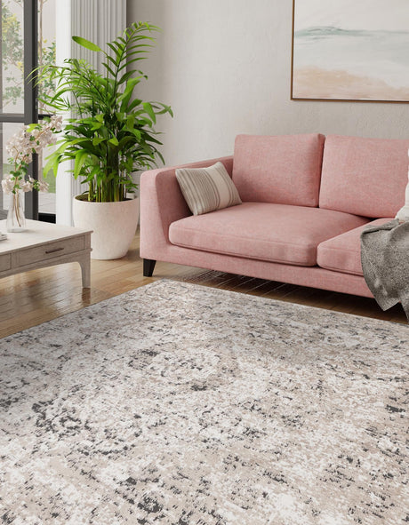 Beige 6' 1 x 6' 1 Portland Square Area Rug 85% Polypropylene & 15% Polyester Vintage Distressed Traditional Carpet for Home Decor for Sale at Rug Engine