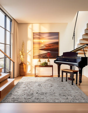 Beige 10' x 10' Portland Square Area Rug 85% Polypropylene & 15% Polyester Vintage Distressed Traditional Carpet for Home Decor for Sale at Rug Engine