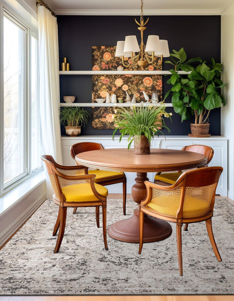 Beige 5' 3 x 5' 3 Portland Square Area Rug 85% Polypropylene & 15% Polyester Vintage Distressed Traditional Carpet for Home Decor for Sale at Rug Engine