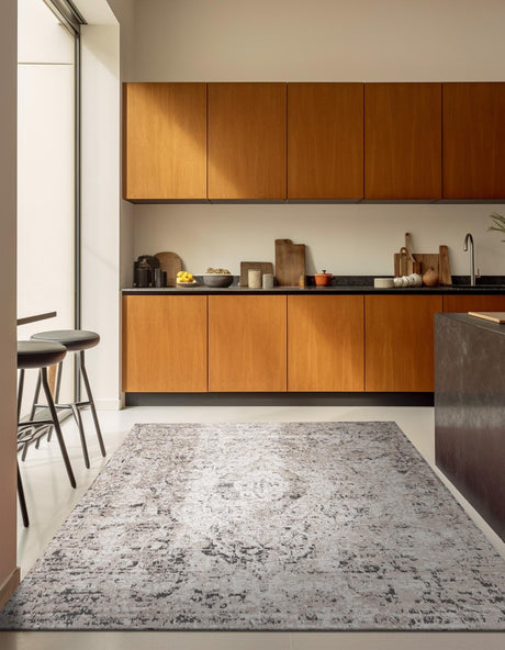 Beige 5' 3 x 5' 3 Portland Square Area Rug 85% Polypropylene & 15% Polyester Vintage Distressed Traditional Carpet for Home Decor for Sale at Rug Engine