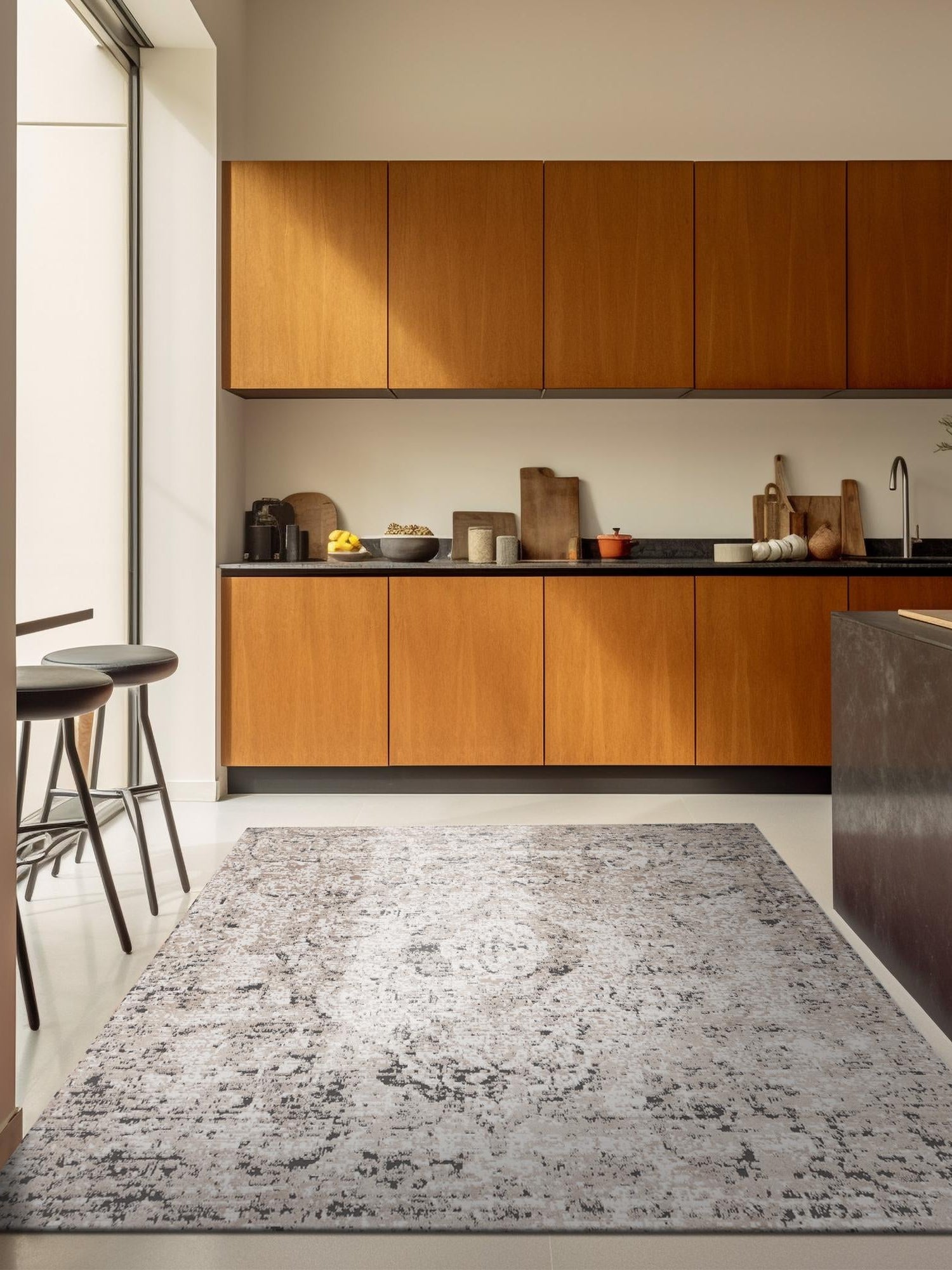 Beige 10' x 10' Portland Square Area Rug 85% Polypropylene & 15% Polyester Vintage Distressed Traditional Carpet for Home Decor for Sale at Rug Engine