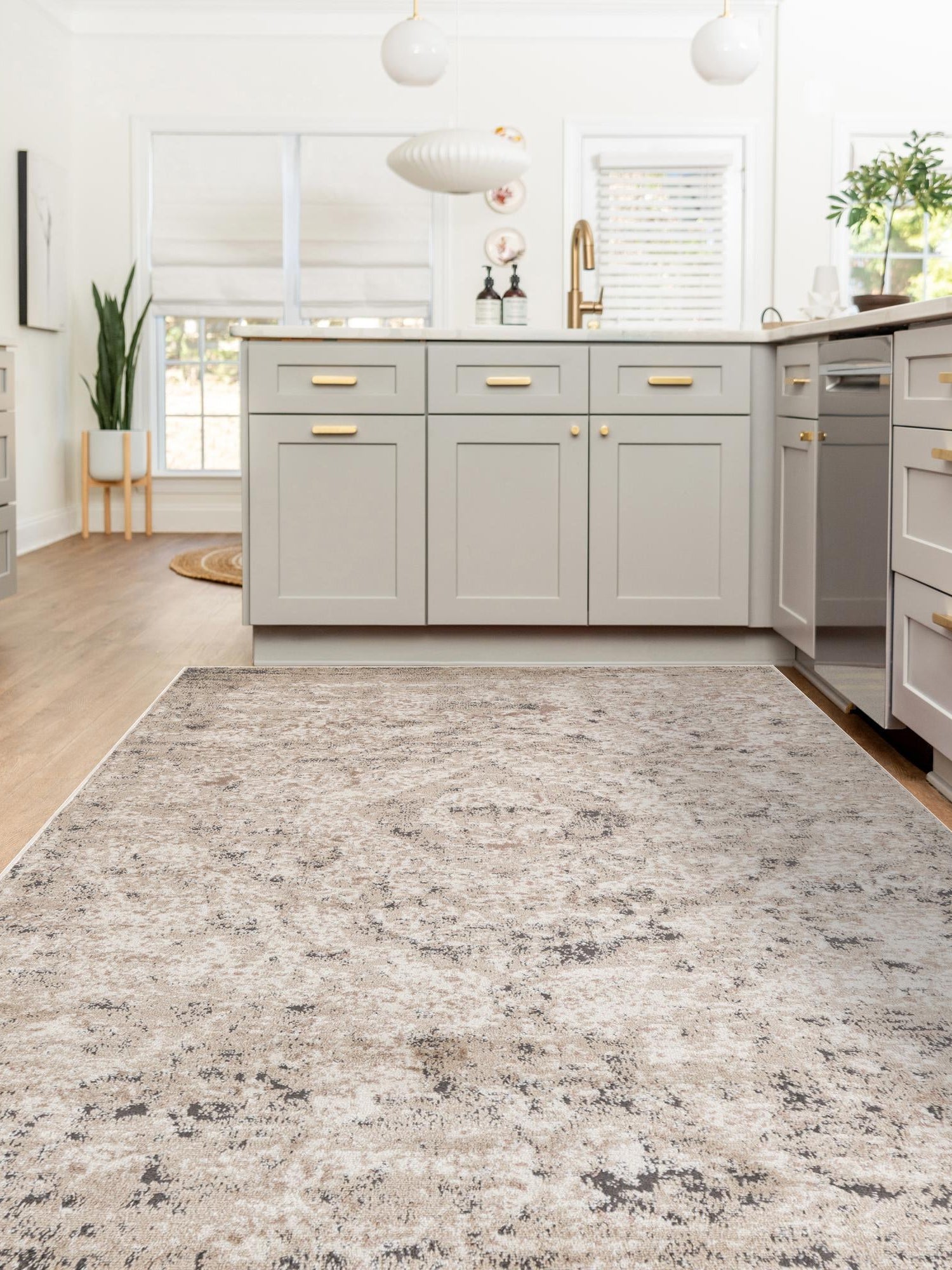 Beige 7' 1 x 10' Portland Rectangle Area Rug 85% Polypropylene & 15% Polyester Vintage Distressed Traditional Carpet for Home Decor for Sale at Rug Engine