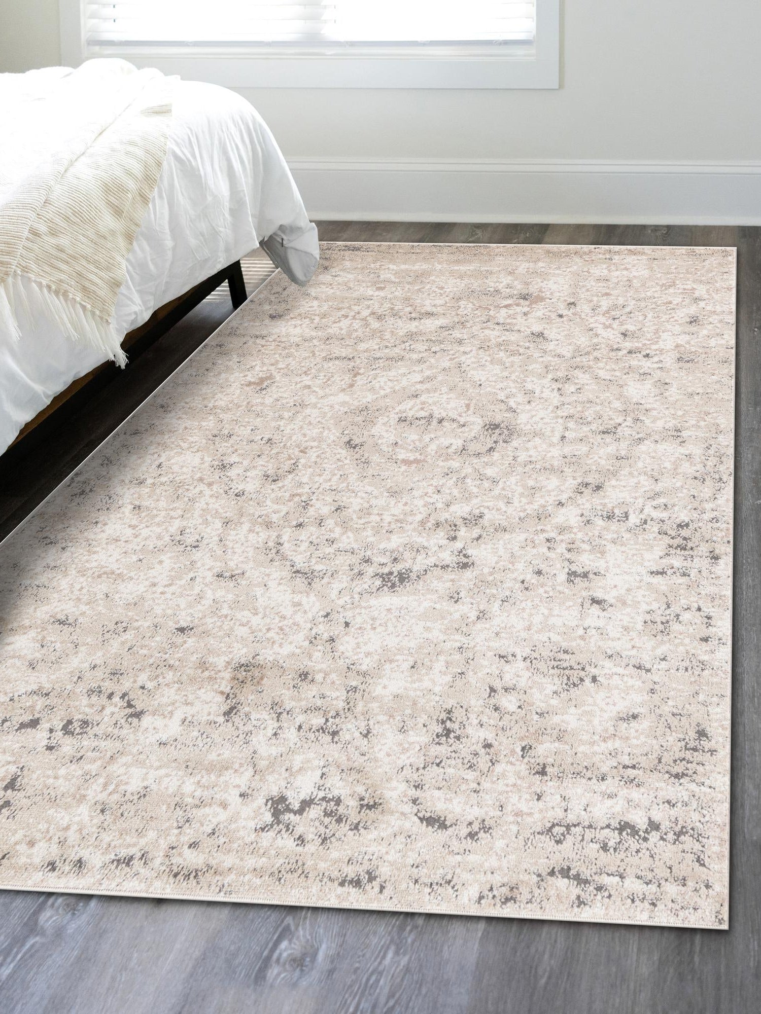 Beige 6' 1 x 9' Portland Rectangle Area Rug 85% Polypropylene & 15% Polyester Vintage Distressed Traditional Carpet for Home Decor for Sale at Rug Engine