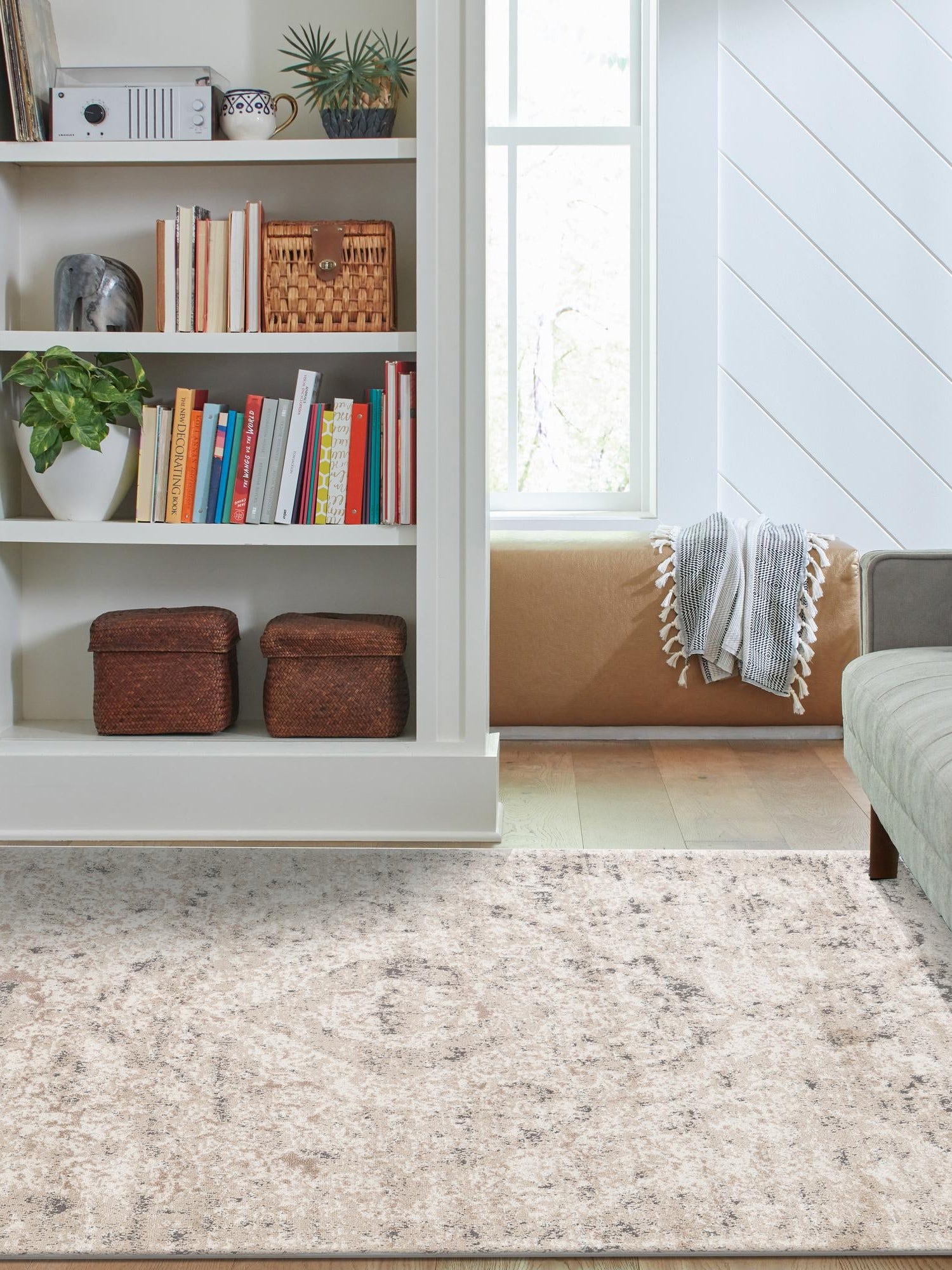 Beige 7' 1 x 10' Portland Rectangle Area Rug 85% Polypropylene & 15% Polyester Vintage Distressed Traditional Carpet for Home Decor for Sale at Rug Engine