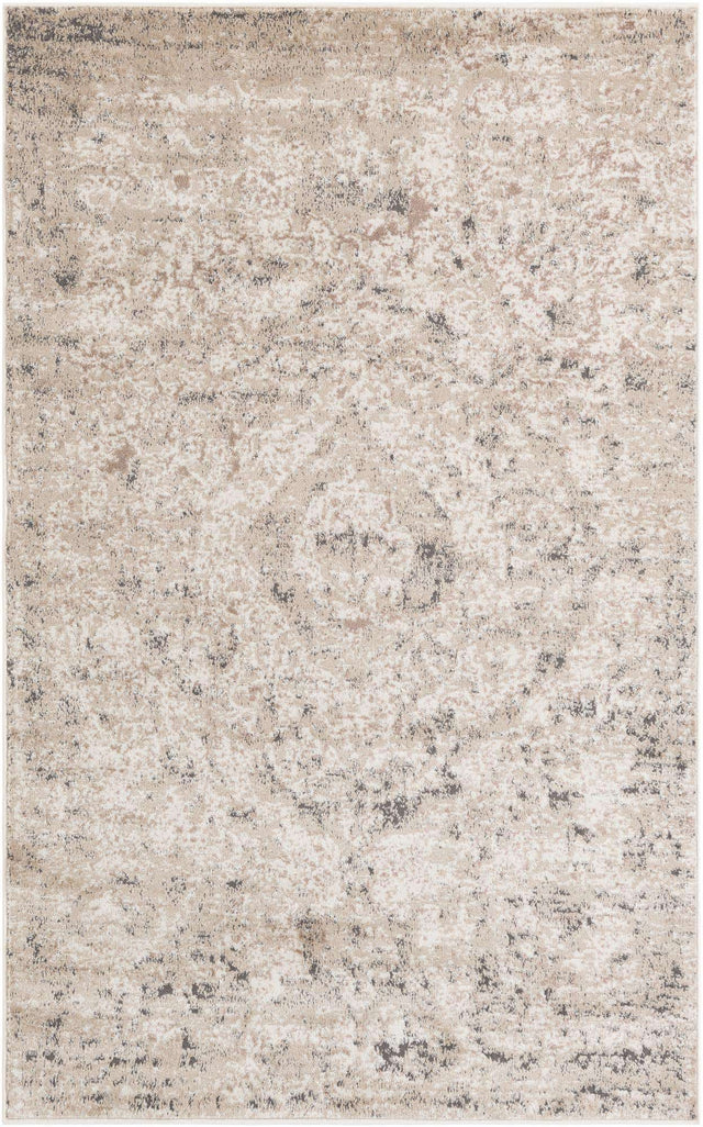 Beige 5' 3 x 8' Portland Rectangle Area Rug 85% Polypropylene & 15% Polyester Vintage Distressed Traditional Carpet for Home Decor for Sale at Rug Engine