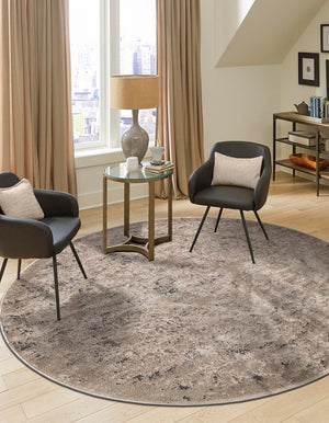 Beige 7' 1 x 7' 1 Portland Round Area Rug 85% Polypropylene & 15% Polyester Vintage Distressed Traditional Carpet for Home Decor for Sale at Rug Engine