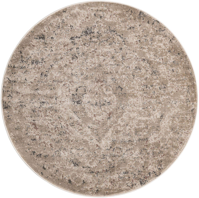 Beige 5' 3 x 5' 3 Portland Round Area Rug 85% Polypropylene & 15% Polyester Vintage Distressed Traditional Carpet for Home Decor for Sale at Rug Engine