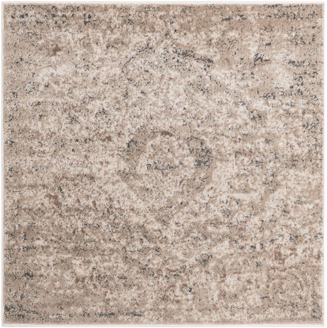 Beige 4' 1 x 4' 1 Portland Square Area Rug 85% Polypropylene & 15% Polyester Vintage Distressed Traditional Carpet for Home Decor for Sale at Rug Engine