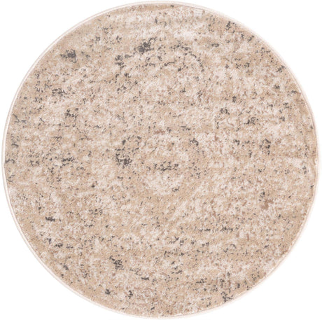 Beige 3' 1 x 3' 1 Portland Round Area Rug 85% Polypropylene & 15% Polyester Vintage Distressed Traditional Carpet for Home Decor for Sale at Rug Engine