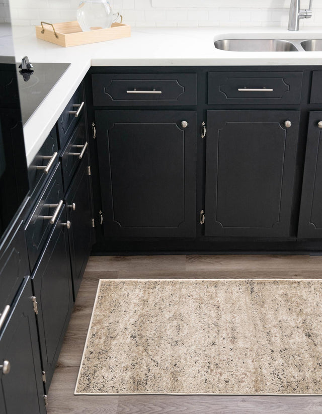 Beige 2' 7 x 13' 1 Portland Runner Area Rug 85% Polypropylene & 15% Polyester Vintage Distressed Traditional Carpet for Home Decor for Sale at Rug Engine