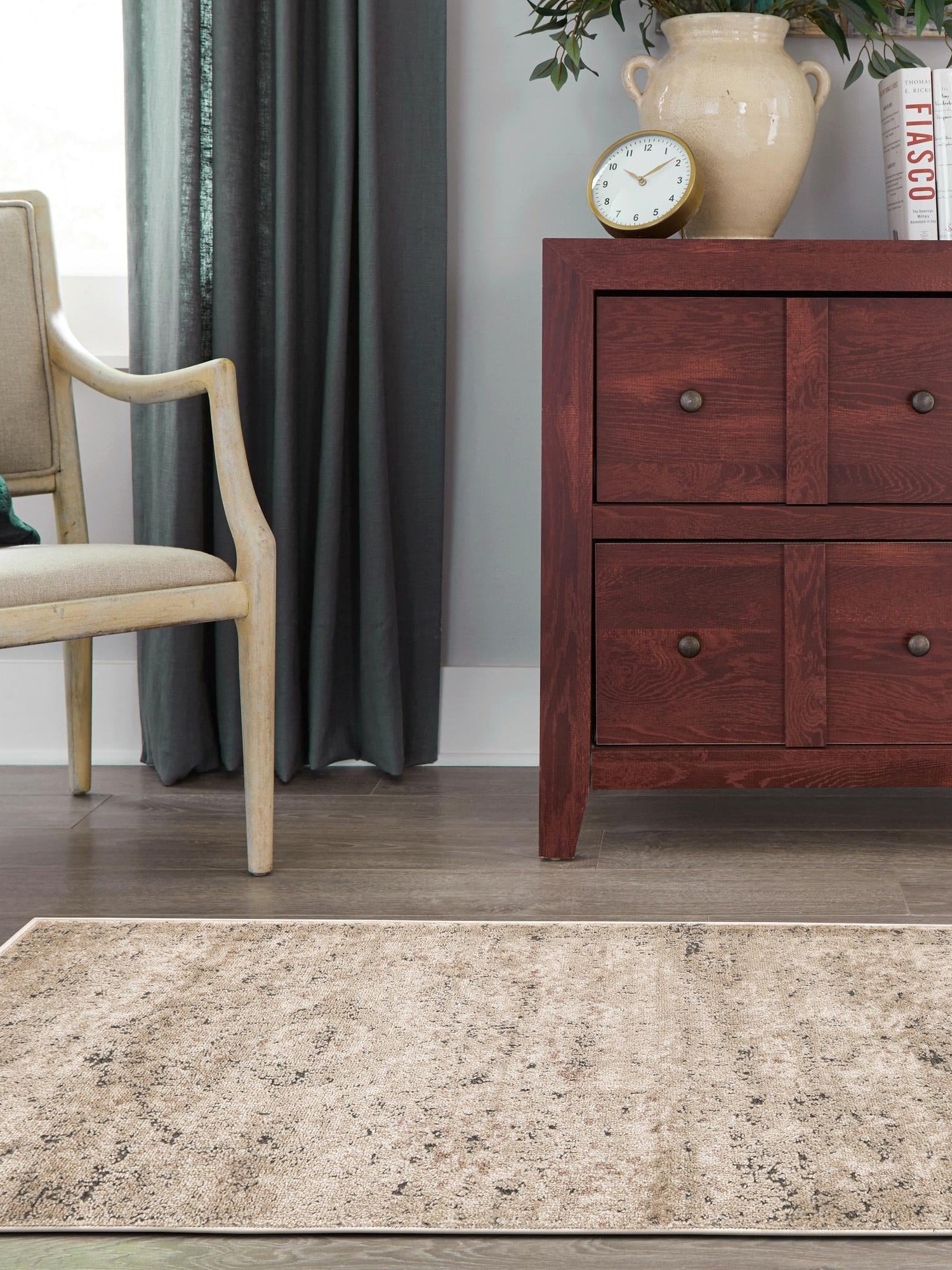 Beige 2' 7 x 13' 1 Portland Runner Area Rug 85% Polypropylene & 15% Polyester Vintage Distressed Traditional Carpet for Home Decor for Sale at Rug Engine