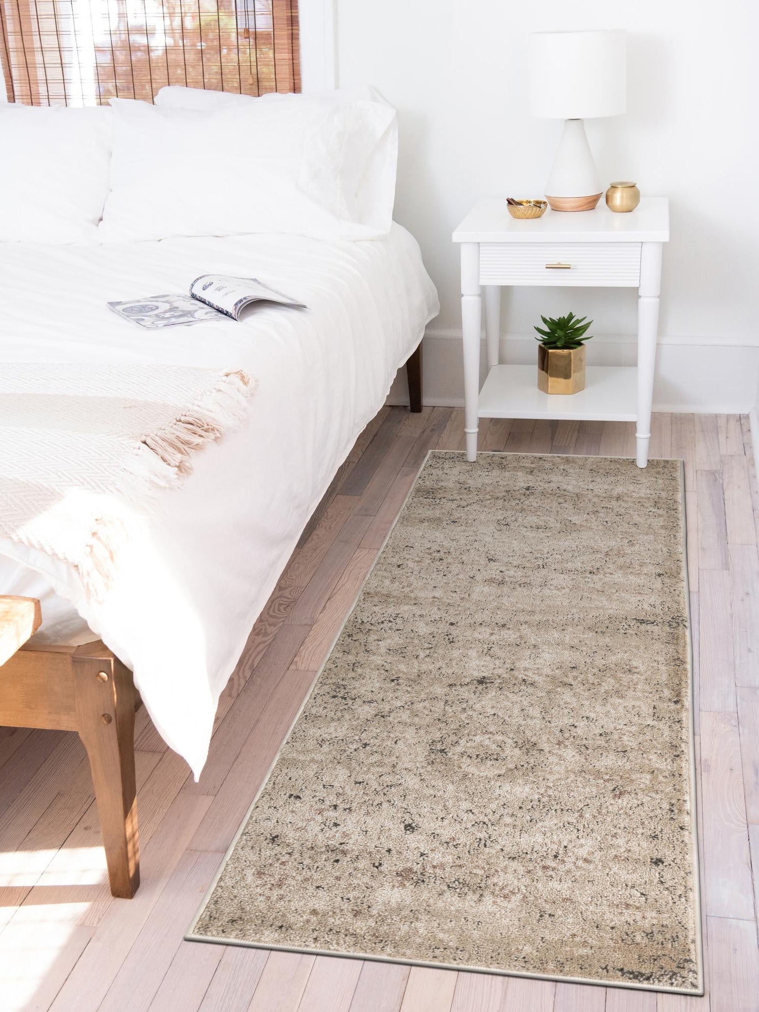 Beige 2' 7 x 13' 1 Portland Runner Area Rug 85% Polypropylene & 15% Polyester Vintage Distressed Traditional Carpet for Home Decor for Sale at Rug Engine