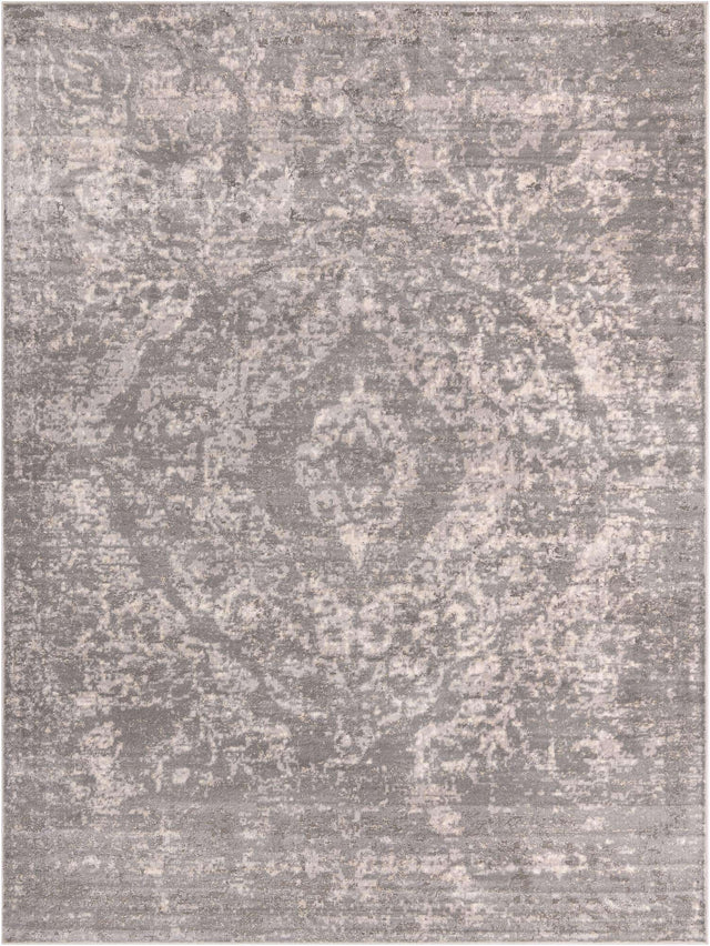 Gray 9' x 12' Portland Rectangle Area Rug 85% Polypropylene & 15% Polyester Vintage Distressed Traditional Carpet for Home Decor for Sale at Rug Engine