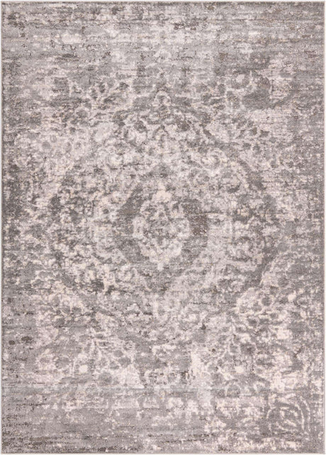 Gray 7' 10 x 11' Portland Rectangle Area Rug 85% Polypropylene & 15% Polyester Vintage Distressed Traditional Carpet for Home Decor for Sale at Rug Engine