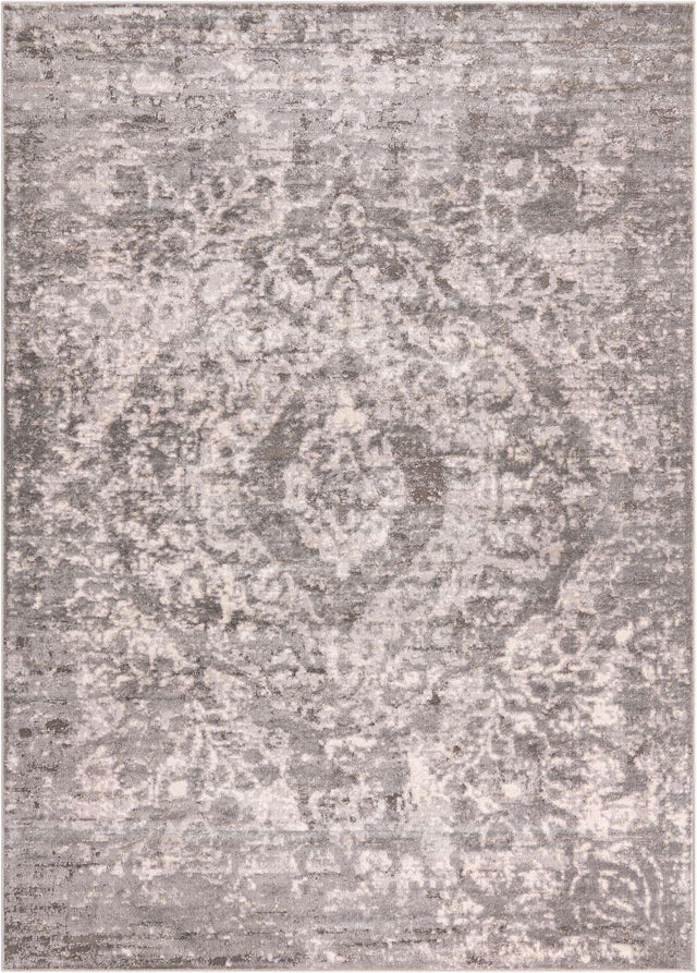 Gray 7' 10 x 11' Portland Rectangle Area Rug 85% Polypropylene & 15% Polyester Vintage Distressed Traditional Carpet for Home Decor for Sale at Rug Engine