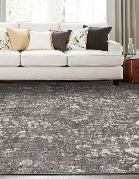 Gray 6' 1 x 6' 1 Portland Square Area Rug 85% Polypropylene & 15% Polyester Vintage Distressed Traditional Carpet for Home Decor for Sale at Rug Engine
