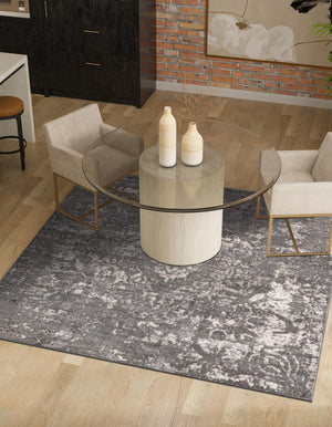Gray 4' 1 x 4' 1 Portland Square Area Rug 85% Polypropylene & 15% Polyester Vintage Distressed Traditional Carpet for Home Decor for Sale at Rug Engine