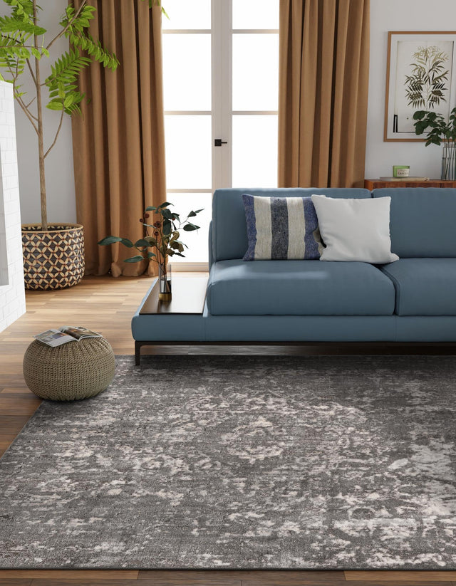 Gray 6' 1 x 6' 1 Portland Square Area Rug 85% Polypropylene & 15% Polyester Vintage Distressed Traditional Carpet for Home Decor for Sale at Rug Engine