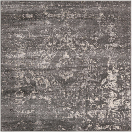 Gray 7' 10 x 7' 10 Portland Square Area Rug 85% Polypropylene & 15% Polyester Vintage Distressed Traditional Carpet for Home Decor for Sale at Rug Engine