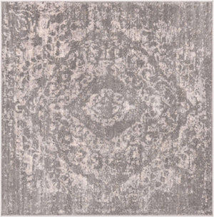 Gray 6' 1 x 6' 1 Portland Square Area Rug 85% Polypropylene & 15% Polyester Vintage Distressed Traditional Carpet for Home Decor for Sale at Rug Engine