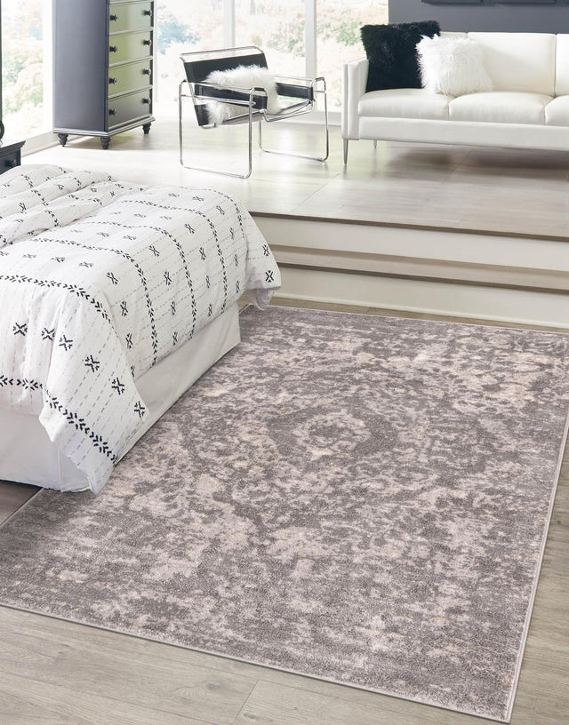 Gray 7' 10 x 11' Portland Rectangle Area Rug 85% Polypropylene & 15% Polyester Vintage Distressed Traditional Carpet for Home Decor for Sale at Rug Engine