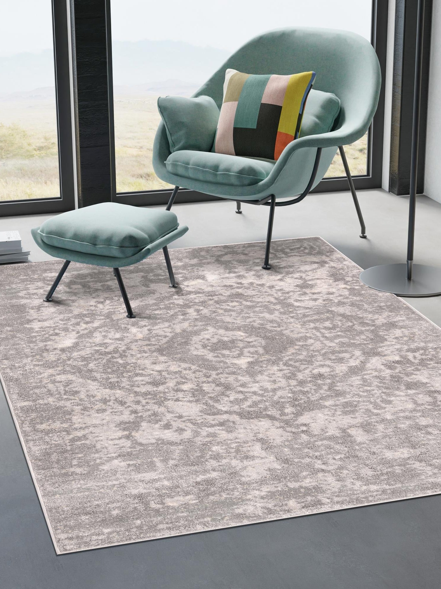 Gray 2' 2 x 3' 1 Portland Rectangle Area Rug 85% Polypropylene & 15% Polyester Vintage Distressed Traditional Carpet for Home Decor for Sale at Rug Engine