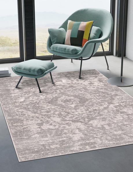 Gray 9' x 12' Portland Rectangle Area Rug 85% Polypropylene & 15% Polyester Vintage Distressed Traditional Carpet for Home Decor for Sale at Rug Engine