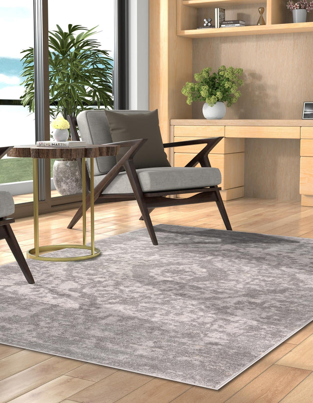 Gray 7' 10 x 11' Portland Rectangle Area Rug 85% Polypropylene & 15% Polyester Vintage Distressed Traditional Carpet for Home Decor for Sale at Rug Engine
