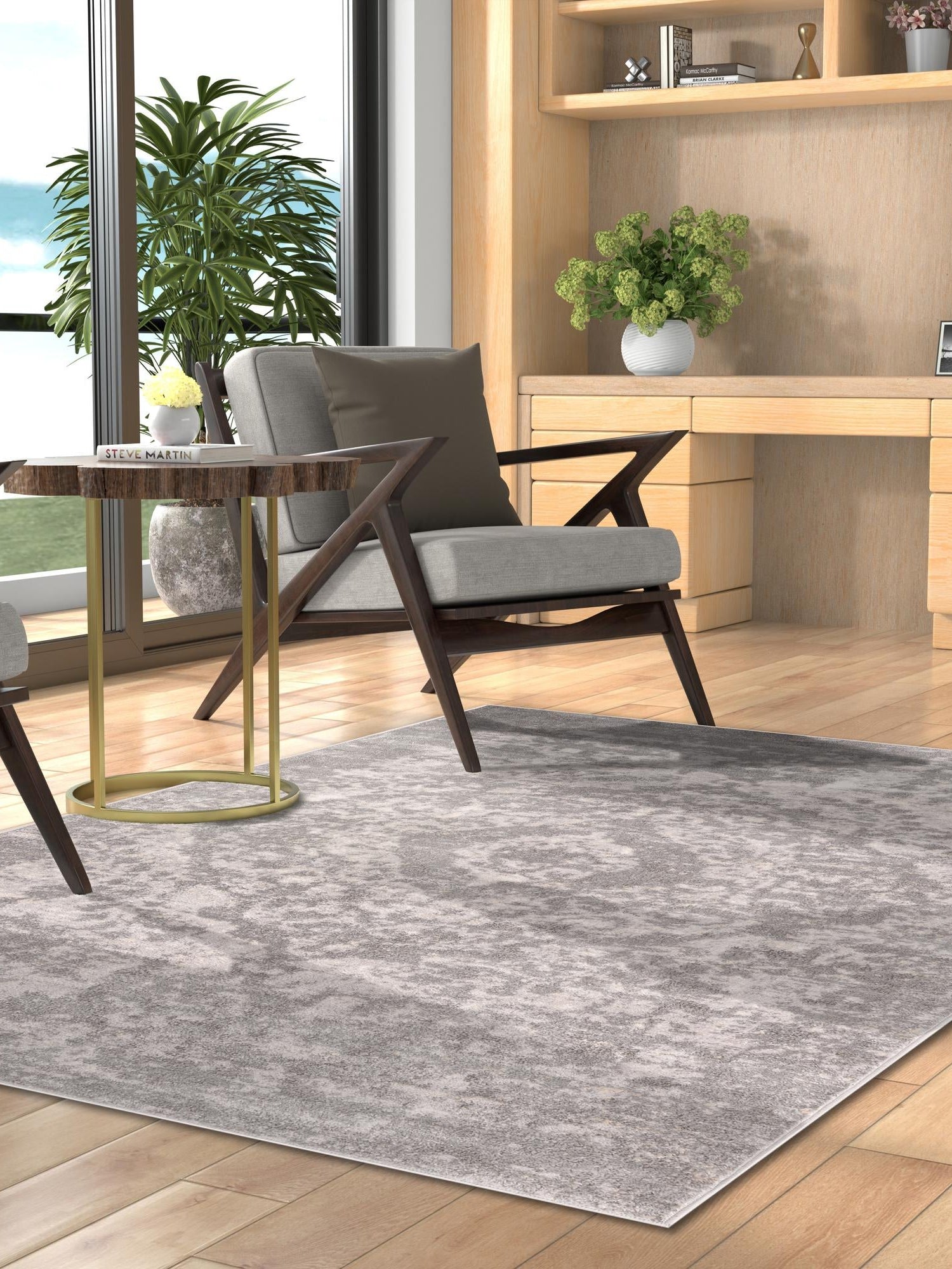 Gray 10' x 13' 1 Portland Rectangle Area Rug 85% Polypropylene & 15% Polyester Vintage Distressed Traditional Carpet for Home Decor for Sale at Rug Engine