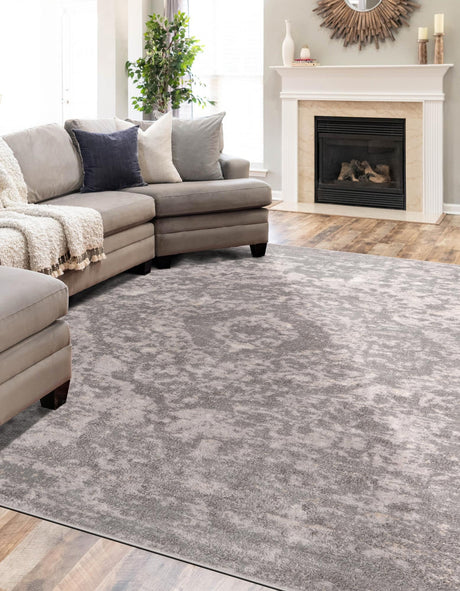 Gray 7' 10 x 11' Portland Rectangle Area Rug 85% Polypropylene & 15% Polyester Vintage Distressed Traditional Carpet for Home Decor for Sale at Rug Engine
