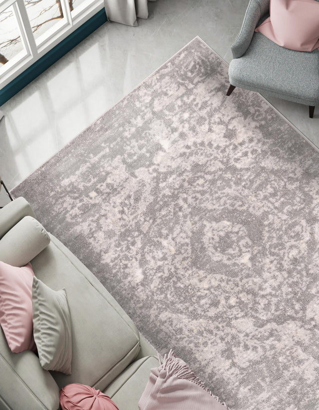 Gray 7' 10 x 11' Portland Rectangle Area Rug 85% Polypropylene & 15% Polyester Vintage Distressed Traditional Carpet for Home Decor for Sale at Rug Engine