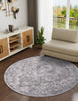 Gray 7' 1 x 7' 1 Portland Round Area Rug 85% Polypropylene & 15% Polyester Vintage Distressed Traditional Carpet for Home Decor for Sale at Rug Engine