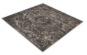Gray 4' 1 x 4' 1 Portland Square Area Rug 85% Polypropylene & 15% Polyester Vintage Distressed Traditional Carpet for Home Decor for Sale at Rug Engine