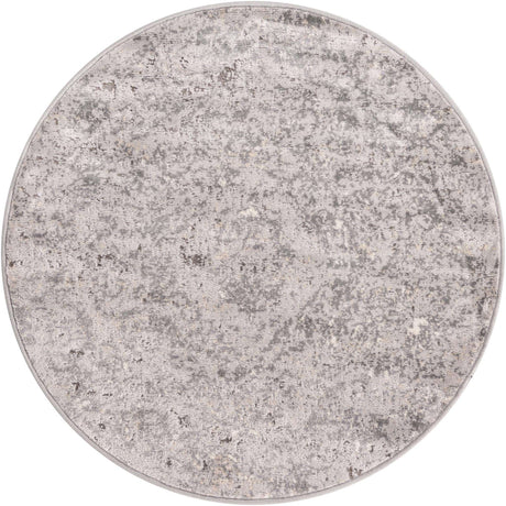 Gray 3' 1 x 3' 1 Portland Round Area Rug 85% Polypropylene & 15% Polyester Vintage Distressed Traditional Carpet for Home Decor for Sale at Rug Engine