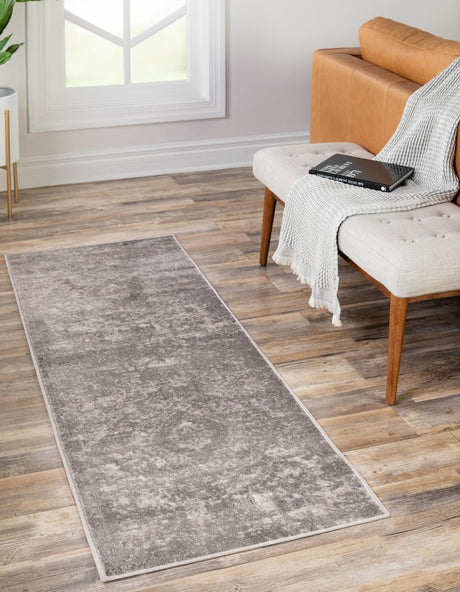 Gray 2' x 8' Portland Runner Area Rug 85% Polypropylene & 15% Polyester Vintage Distressed Traditional Carpet for Home Decor for Sale at Rug Engine