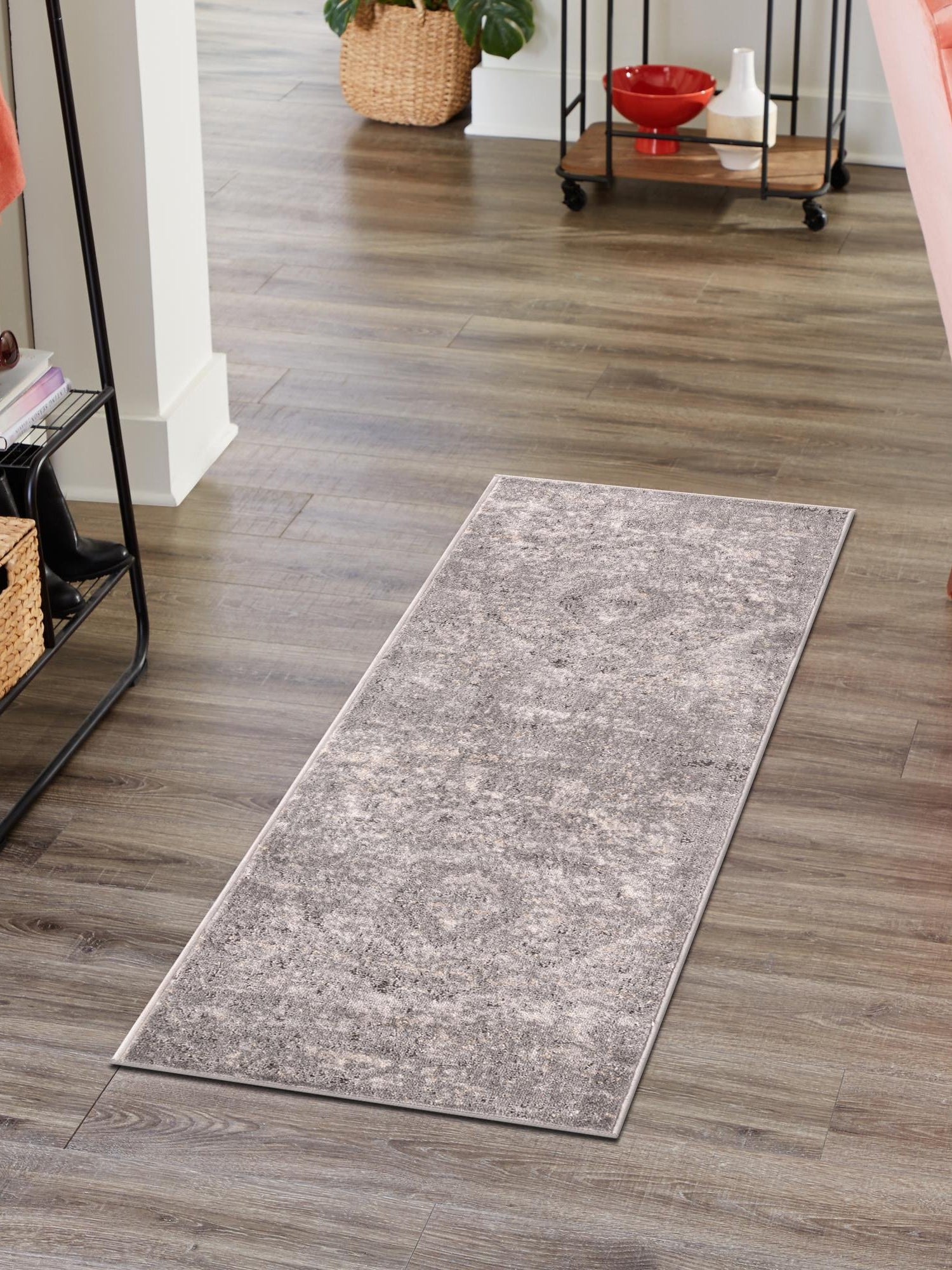 Gray 2' x 6' 1 Portland Runner Area Rug 85% Polypropylene & 15% Polyester Vintage Distressed Traditional Carpet for Home Decor for Sale at Rug Engine