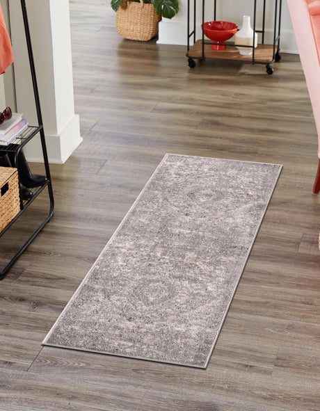 Gray 2' x 8' Portland Runner Area Rug 85% Polypropylene & 15% Polyester Vintage Distressed Traditional Carpet for Home Decor for Sale at Rug Engine