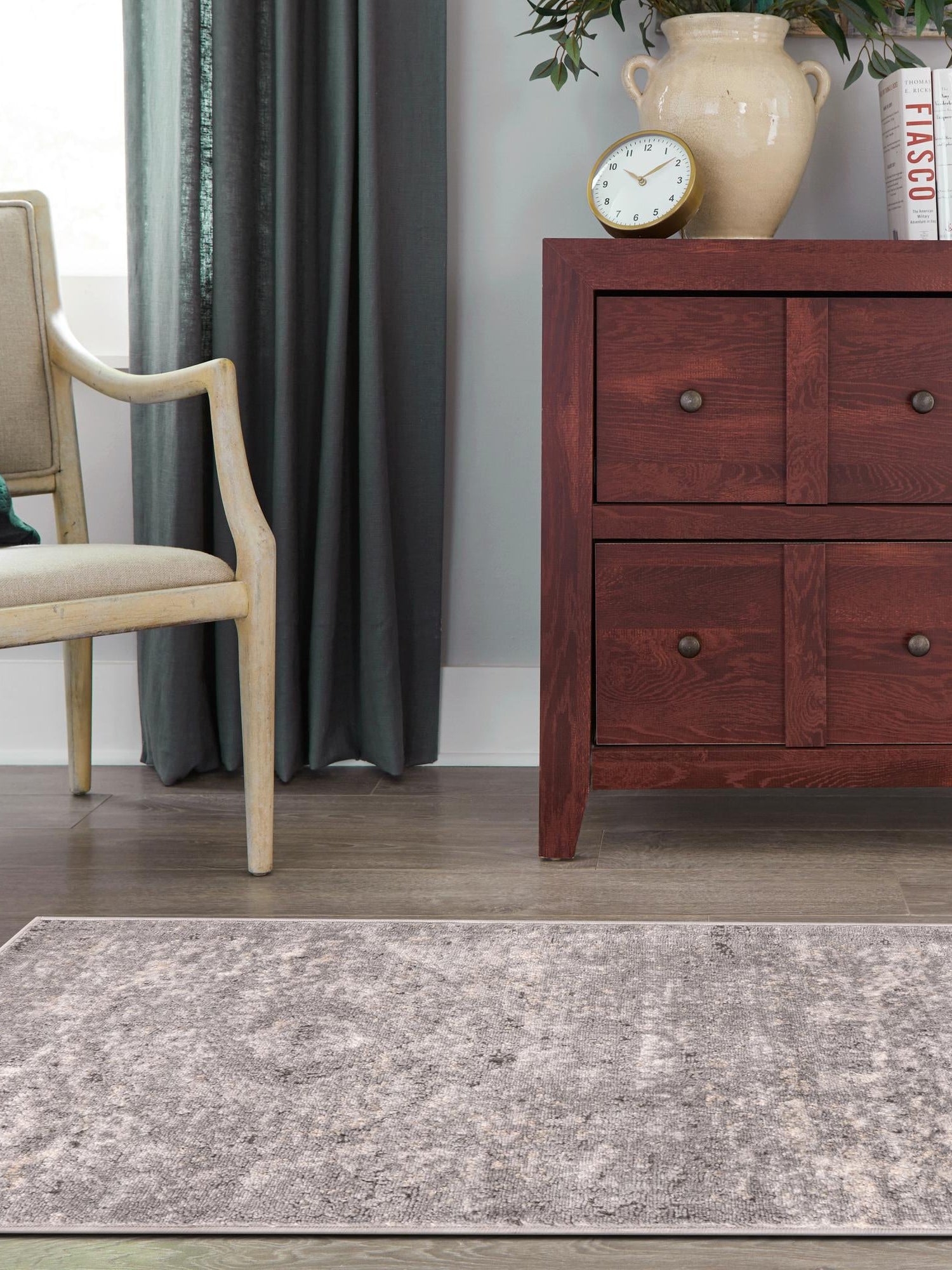 Gray 2' x 6' 1 Portland Runner Area Rug 85% Polypropylene & 15% Polyester Vintage Distressed Traditional Carpet for Home Decor for Sale at Rug Engine