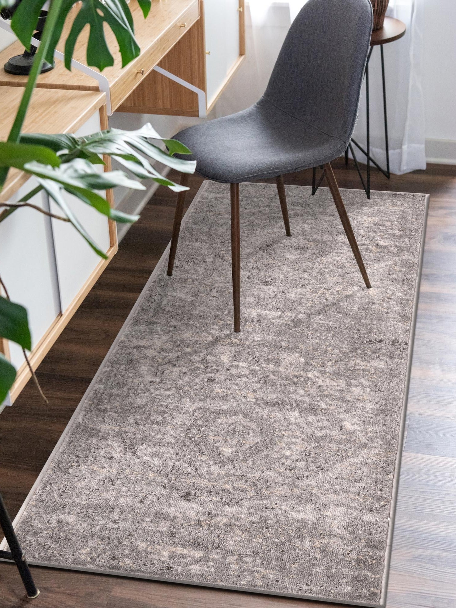 Gray 2' x 8' Portland Runner Area Rug 85% Polypropylene & 15% Polyester Vintage Distressed Traditional Carpet for Home Decor for Sale at Rug Engine