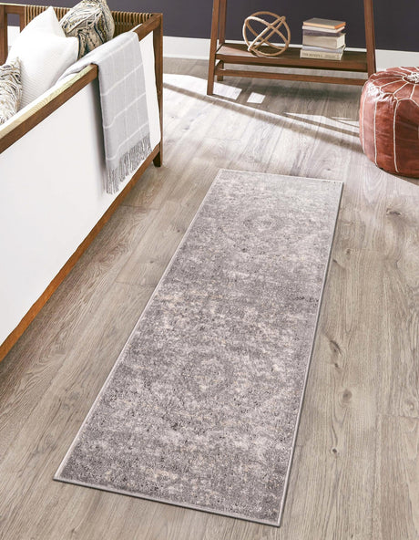 Gray 2' x 8' Portland Runner Area Rug 85% Polypropylene & 15% Polyester Vintage Distressed Traditional Carpet for Home Decor for Sale at Rug Engine