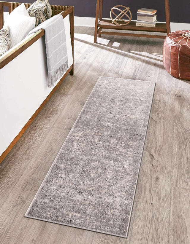 Gray 2' x 8' Portland Runner Area Rug 85% Polypropylene & 15% Polyester Vintage Distressed Traditional Carpet for Home Decor for Sale at Rug Engine